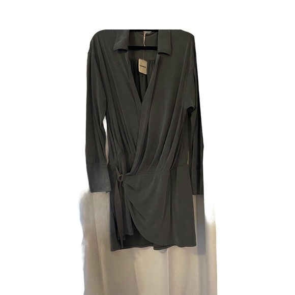 Free People Size Small Women's Gray Long Sleeve Surplice Neck Casual Mini Dress - Picture 1 of 12